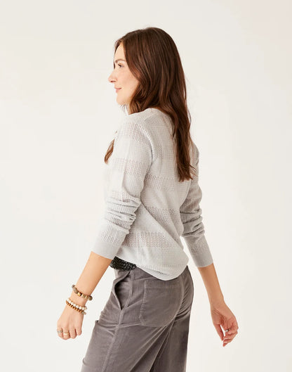 Amara Pointelle Sweater: Lt. Grey Heather - FINAL SALE