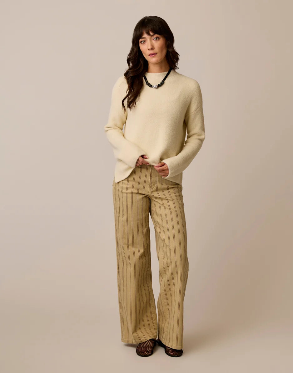 Audrey Wide Leg: Rose Taupe Stripe