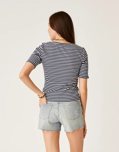 Asher Rib Top: Navy Stripe - FINAL SALE