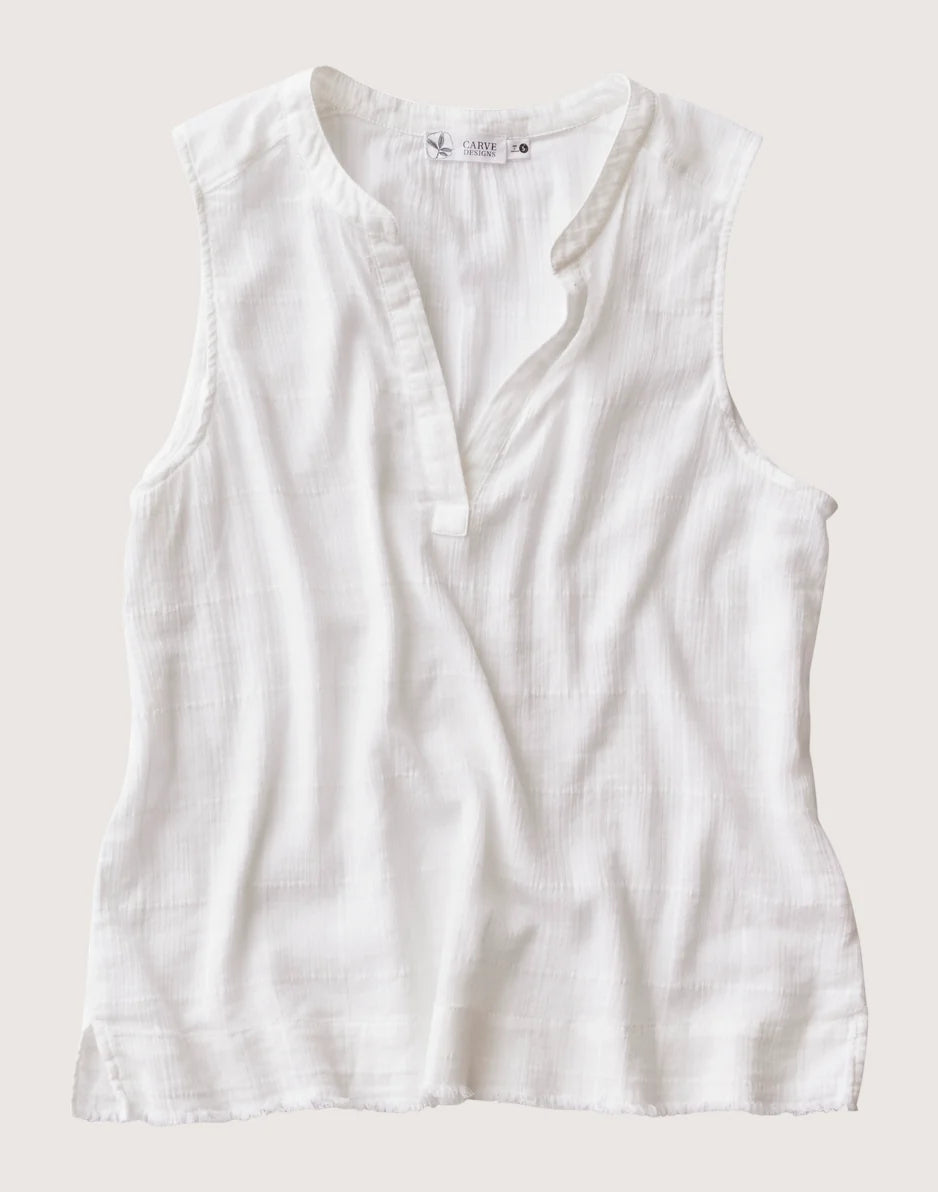 Dylan Textured Tank: Cloud - FINAL SALE