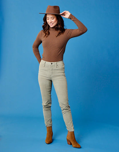 Denise Turtleneck: Cocoa Mini Stripe - FINAL SALE