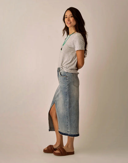 Atlas Denim Skirt: Beach Blue