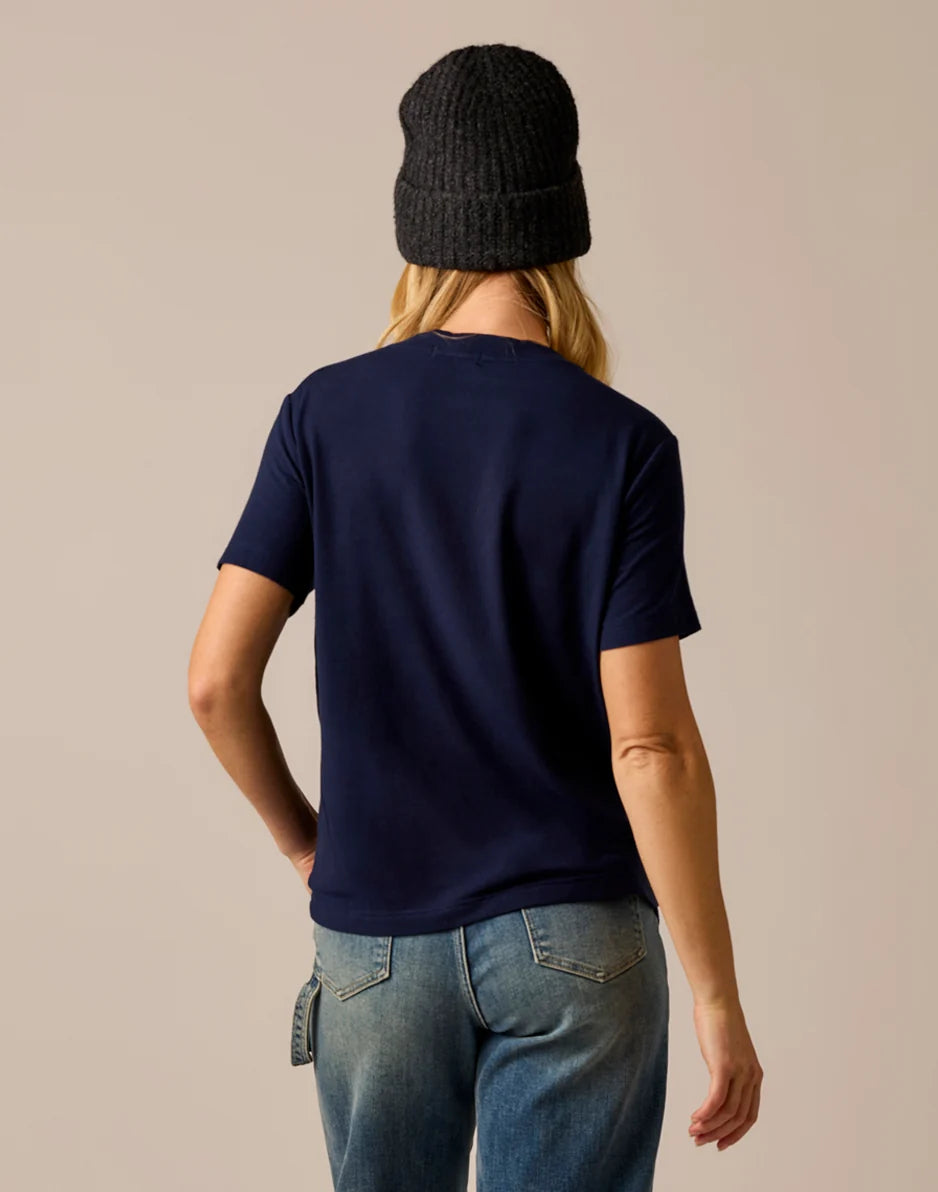Lea Tissue V-Neck: Navy