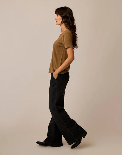 Farrah Lightweight Denim Wide Leg: Washed Black