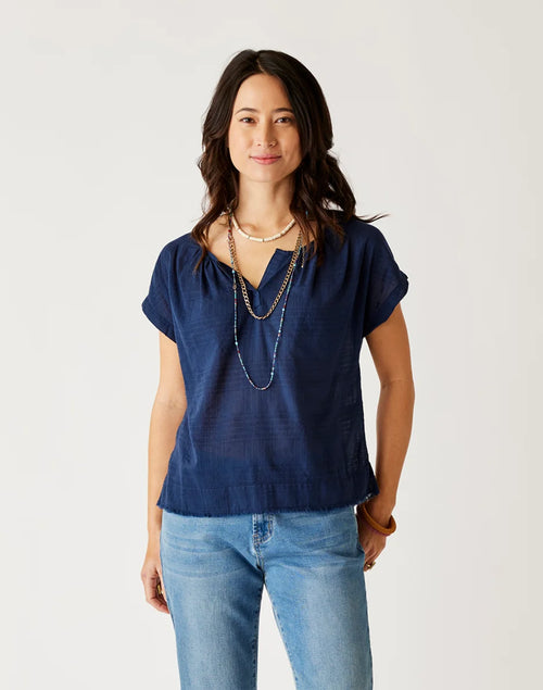 James Textured Top: Navy - FINAL SALE