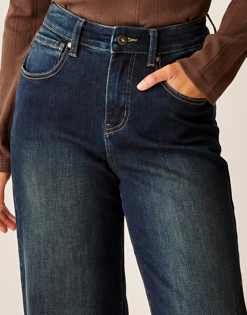 Audrey Wide Leg: Dark Rinse