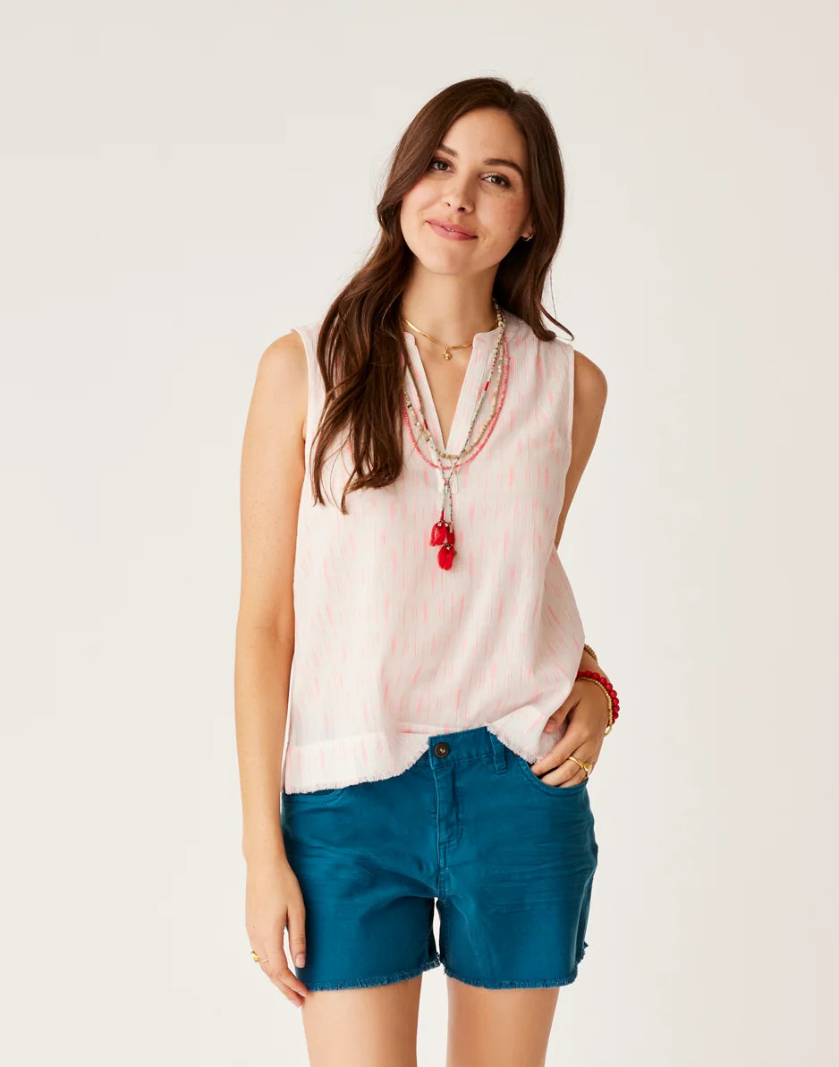 Dylan Tank: Electric Coral Ikat - FINAL SALE