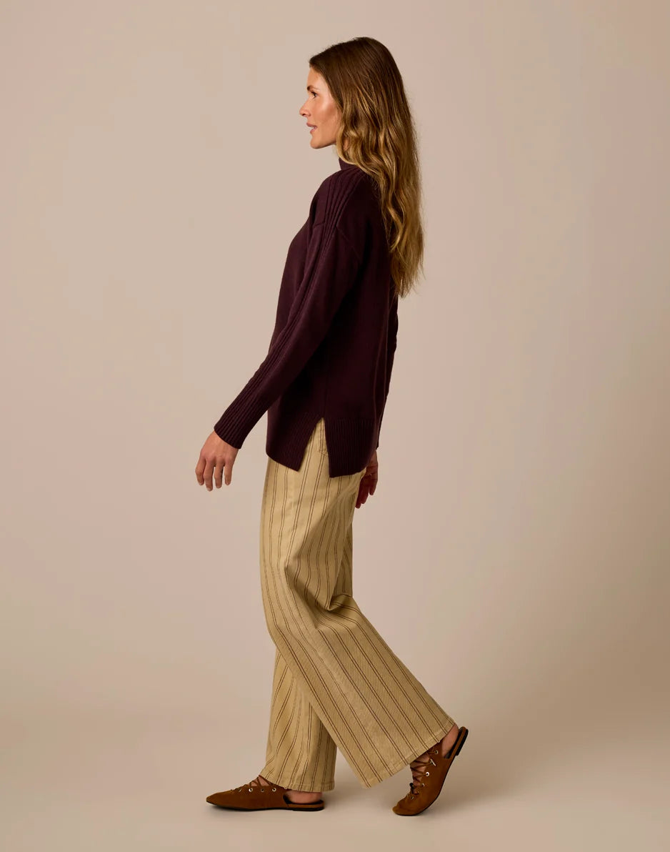 Audrey Wide Leg: Rose Taupe Stripe