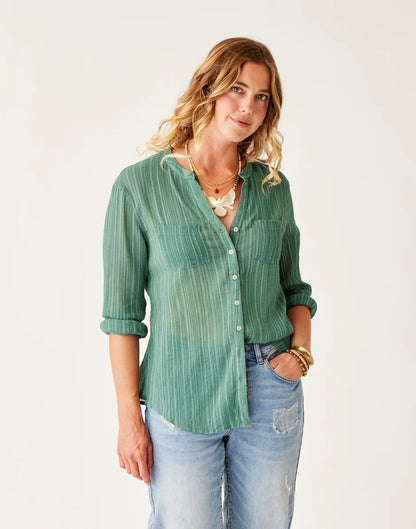 Dylan Gauze Tunic: Forest Multistripe - FINAL SALE