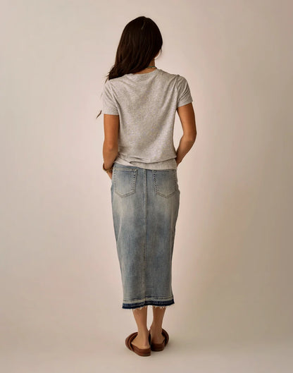 Atlas Denim Skirt: Beach Blue