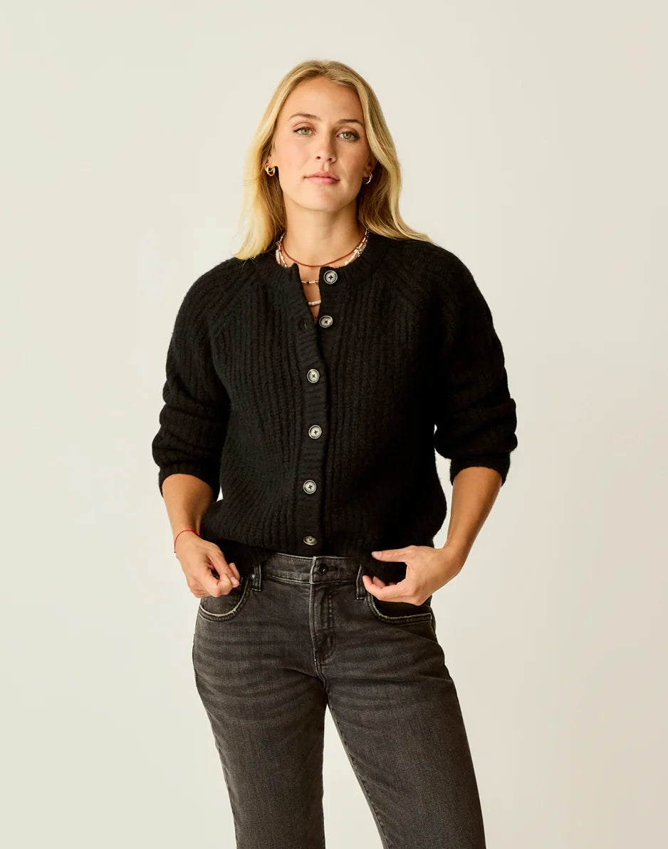 Daphne Wool Cardigan: Black