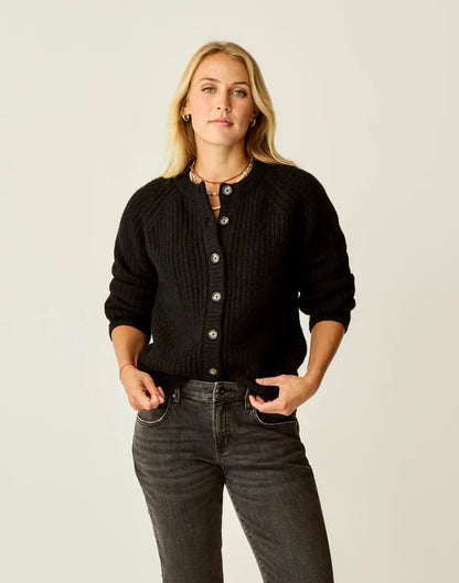 Daphne Wool Cardigan: Black