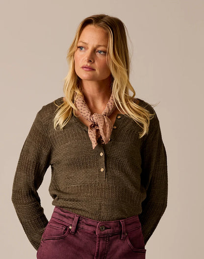 Amara Pointelle Sweater: Dark Olive