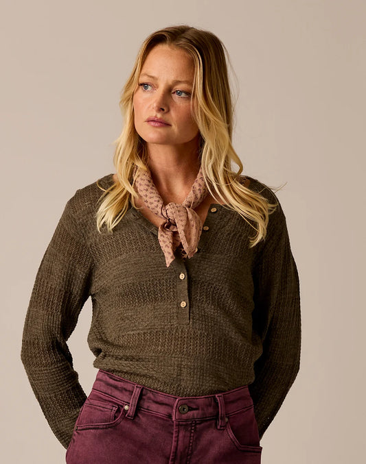 Amara Pointelle Sweater: Dark Olive