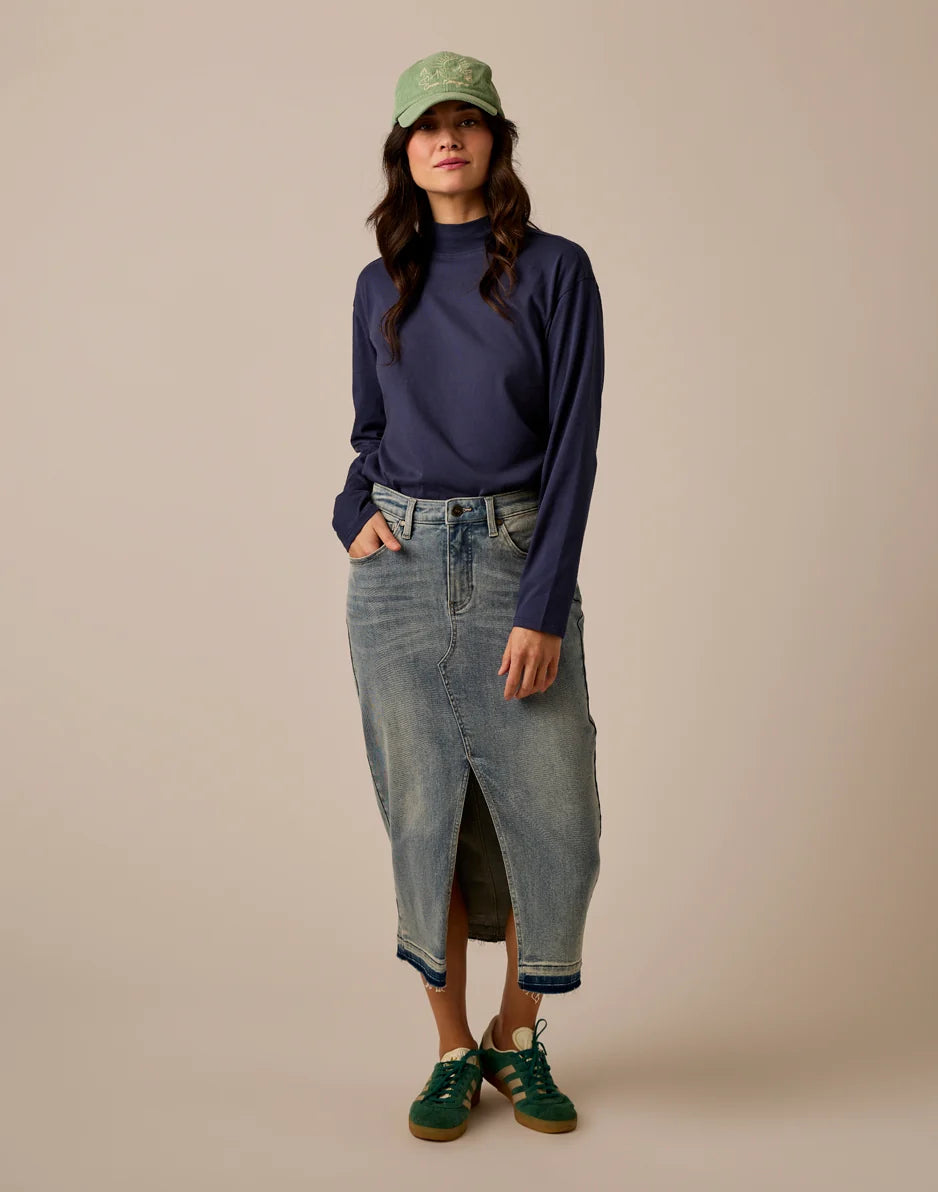 Bray Mockneck Top: Navy