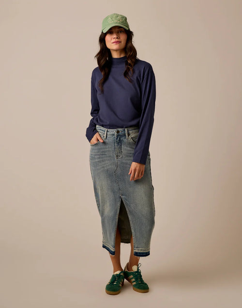 Bray Mockneck Top: Navy