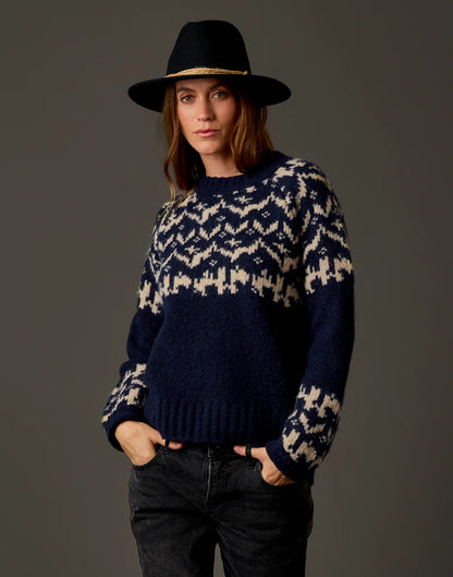 Aria Fairisle Sweater: Navy Fairisle