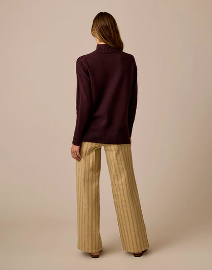 Audrey Wide Leg: Rose Taupe Stripe
