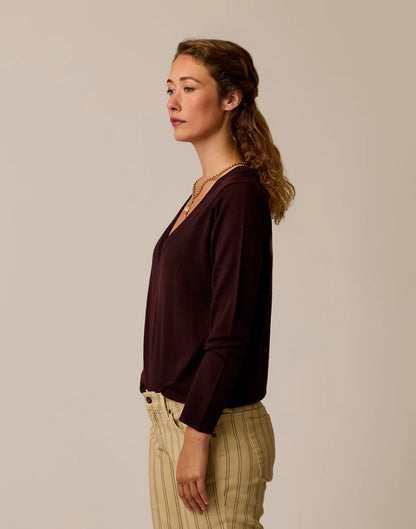 Juliet V-Neck Sweater: Dark Plum