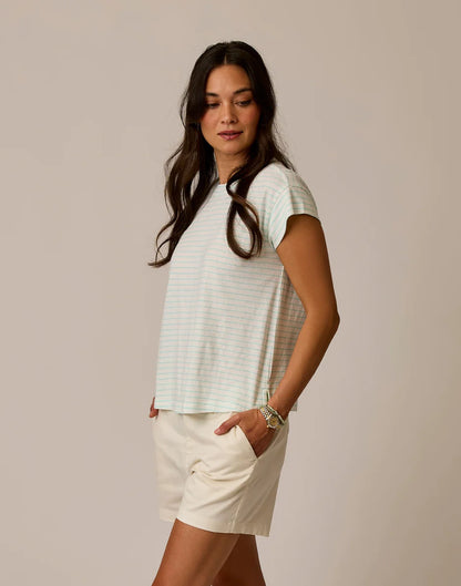 Astrid Hemp Tee: Lt. Aqua Stripe