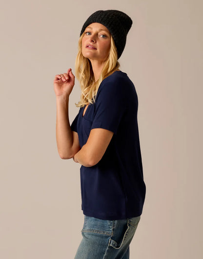 Lea Tissue V-Neck: Navy
