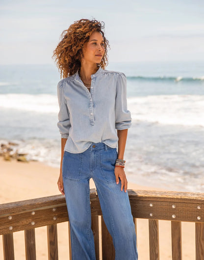 Farrah Lightweight Denim Wide Leg: Magnolia