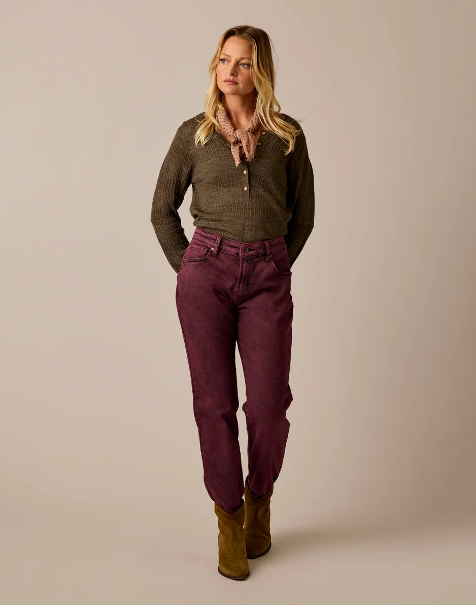 Amara Pointelle Sweater: Dark Olive