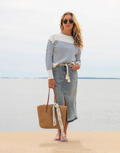 Atlas Denim Skirt: Beach Blue