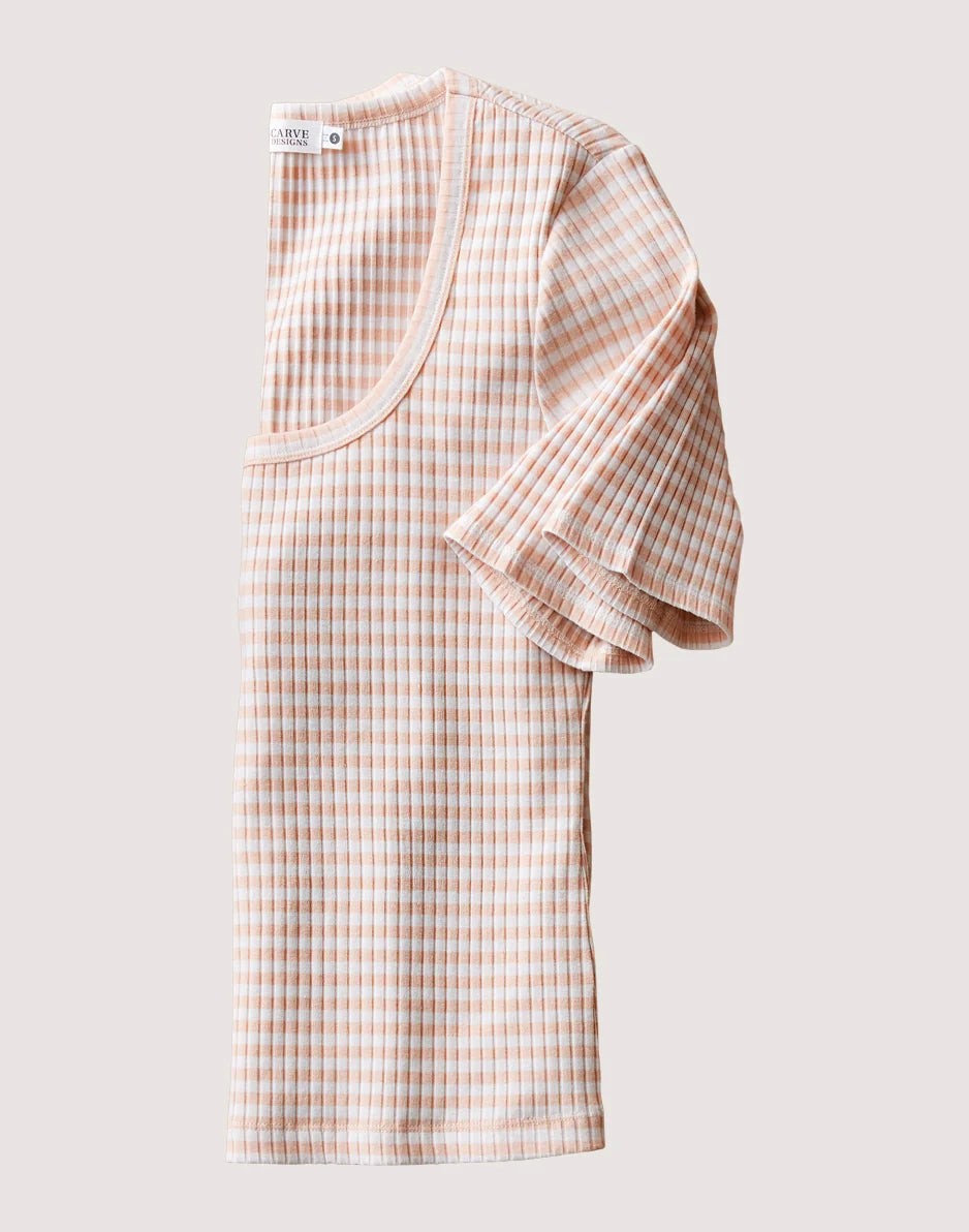 Asher Rib Top: Peach Stripe - FINAL SALE
