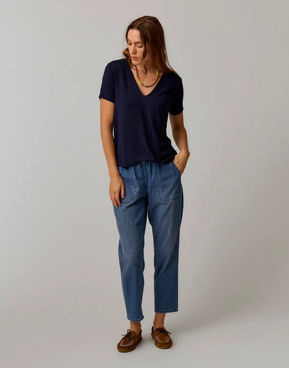 Lea Tissue V-Neck: Navy