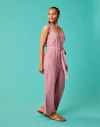 Bonfire Jumpsuit: Lt. Red Chambray