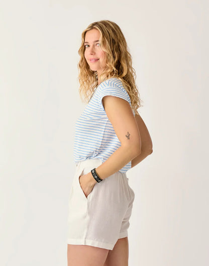 Astrid Hemp Tee: Cloud Stripe - FINAL SALE