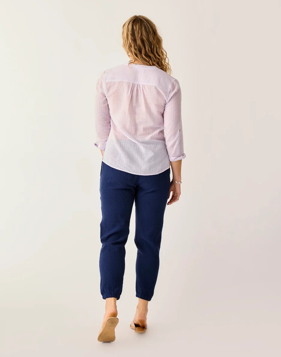 Calista Gauze Pant: Navy
