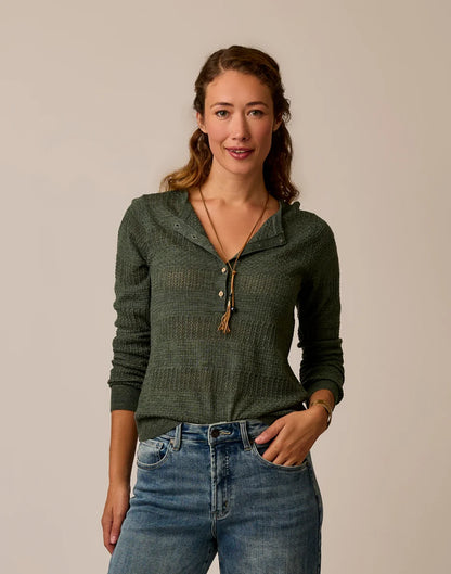 Amara Pointelle Sweater: Hazel Heather