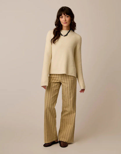 Audrey Wide Leg: Rose Taupe Stripe