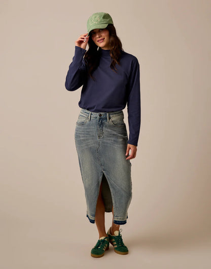 Bray Mockneck Top: Navy