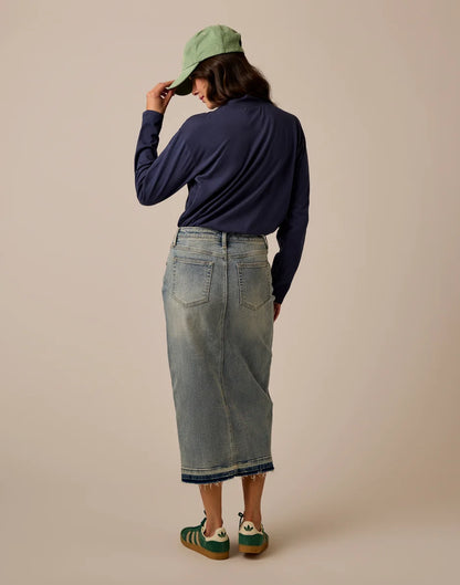 Bray Mockneck Top: Navy