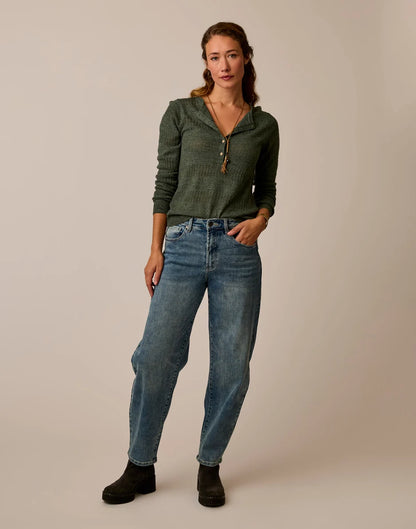 Amara Pointelle Sweater: Hazel Heather