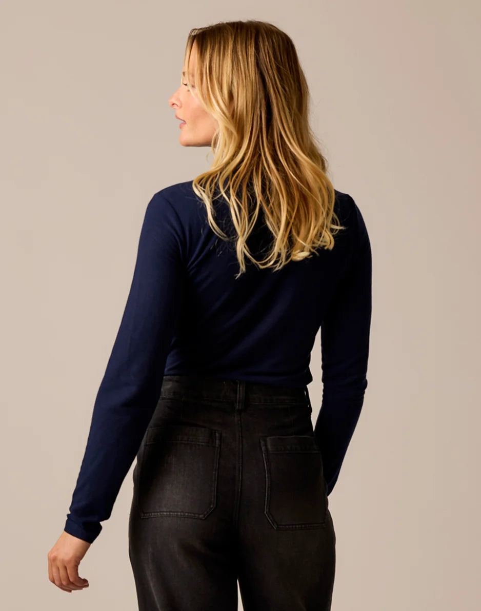 Lea Tissue Turtleneck: Navy