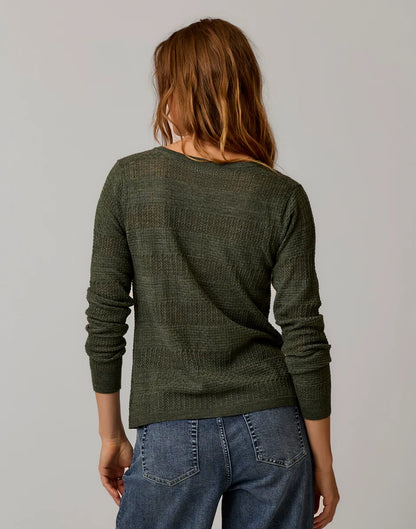 Amara Pointelle Sweater: Hazel Heather