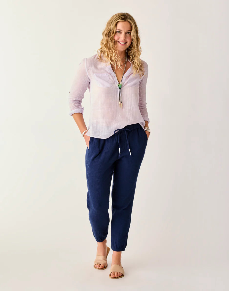 Calista Gauze Pant: Navy