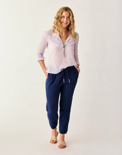 Calista Gauze Pant: Navy