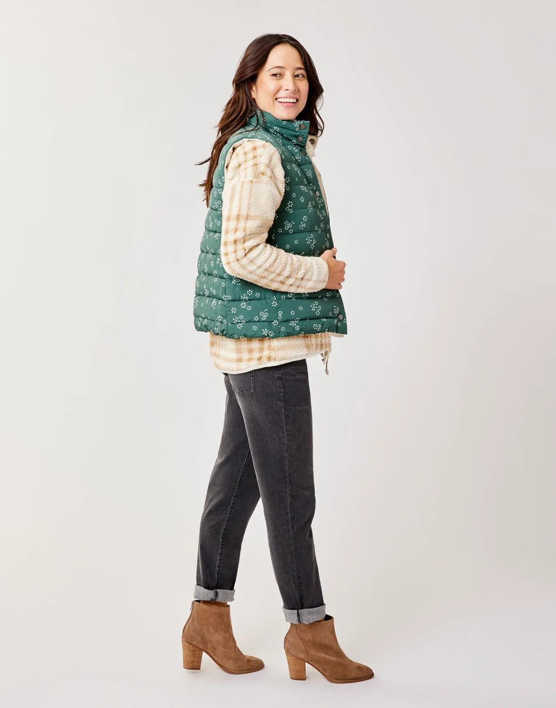 Baker Reversible Vest: Cilantro/Birch