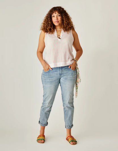 Dylan Tank: Electric Coral Ikat - FINAL SALE