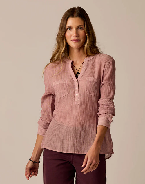 Dylan Gauze Shirt: Rouge Crossdye