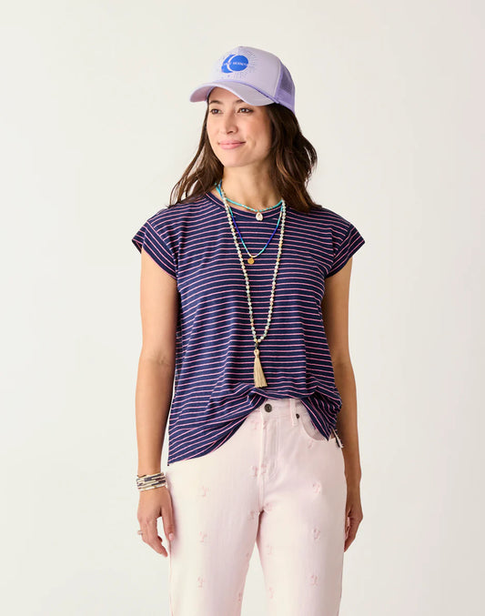 Astrid Hemp Tee: Navy Stripe - FINAL SALE
