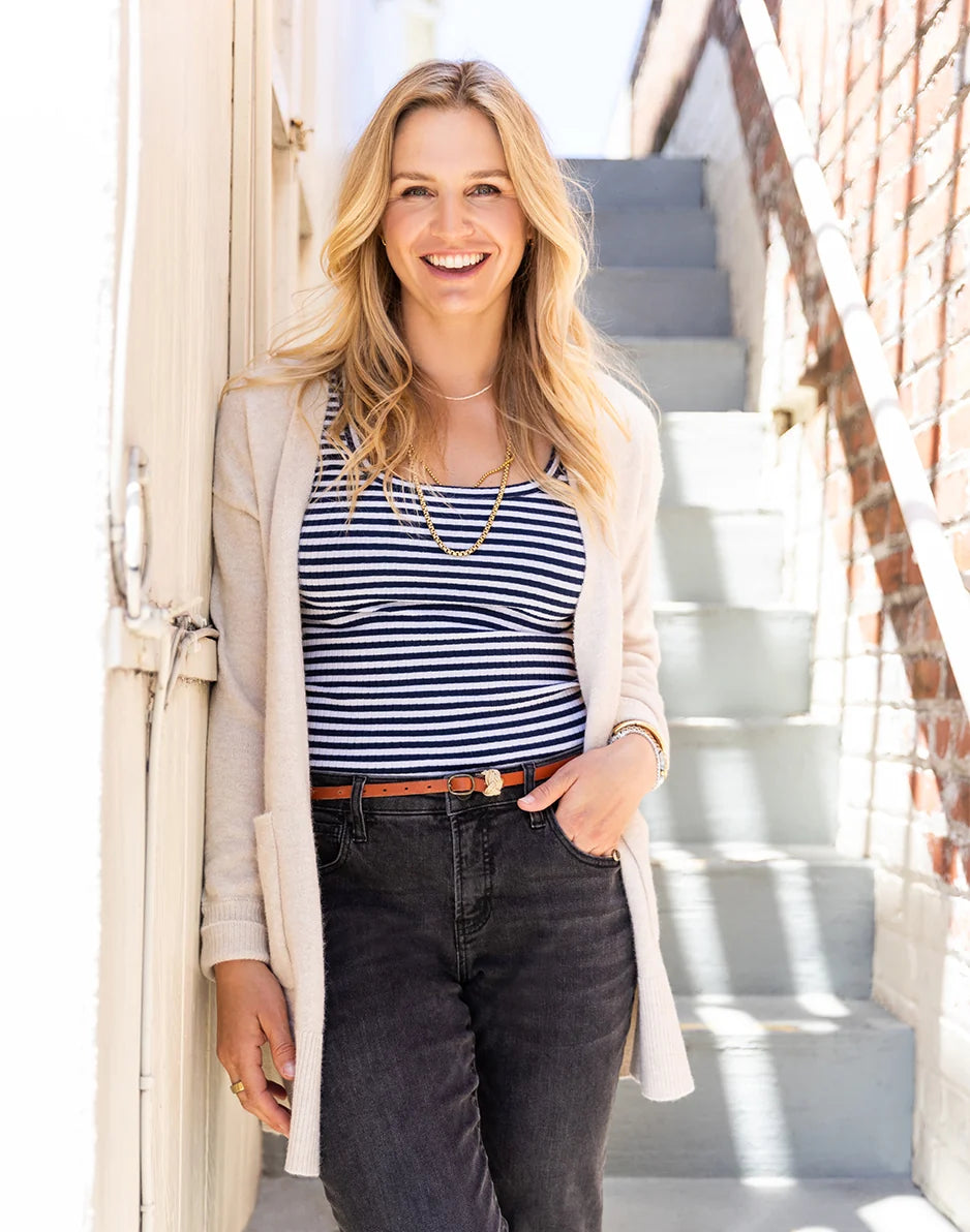 Asher Rib Top: Navy Stripe - FINAL SALE