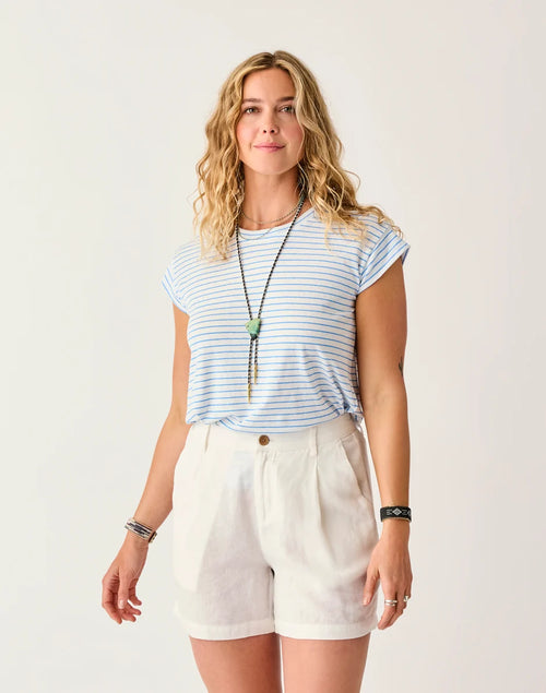 Astrid Hemp Tee: Cloud Stripe - FINAL SALE