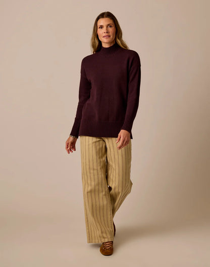 Audrey Wide Leg: Rose Taupe Stripe