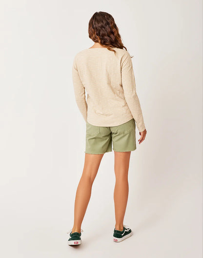 Alexis Top: Lt. Khaki Stripe - FINAL SALE